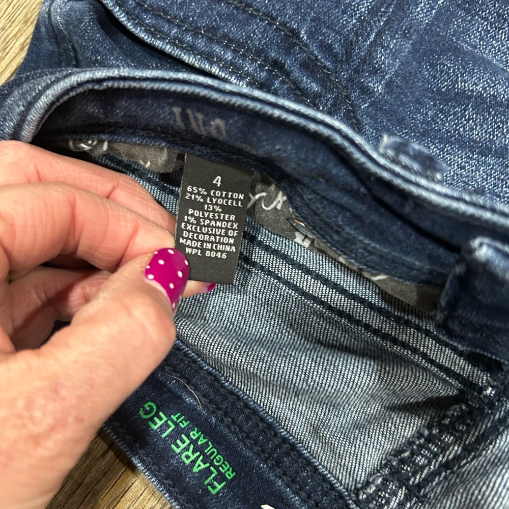 Inc Denim Open Flare Jeans with Fringe Hem 4 - Picture 3 of 8